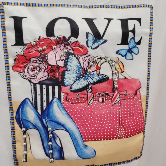NWT First Love White Graphic Tee Women's Size 2X - Picture 2 of 6